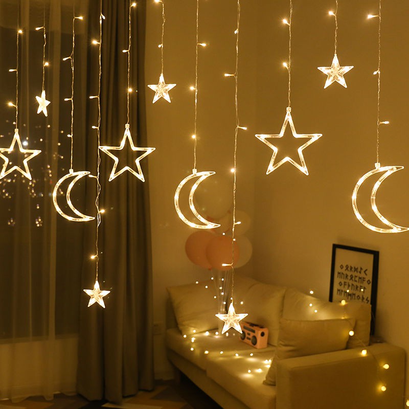Led Star Light Colored Lights Flash Lamp Set The Starnet Red Romantic Room Curtain Ornament Bedroom Decorate