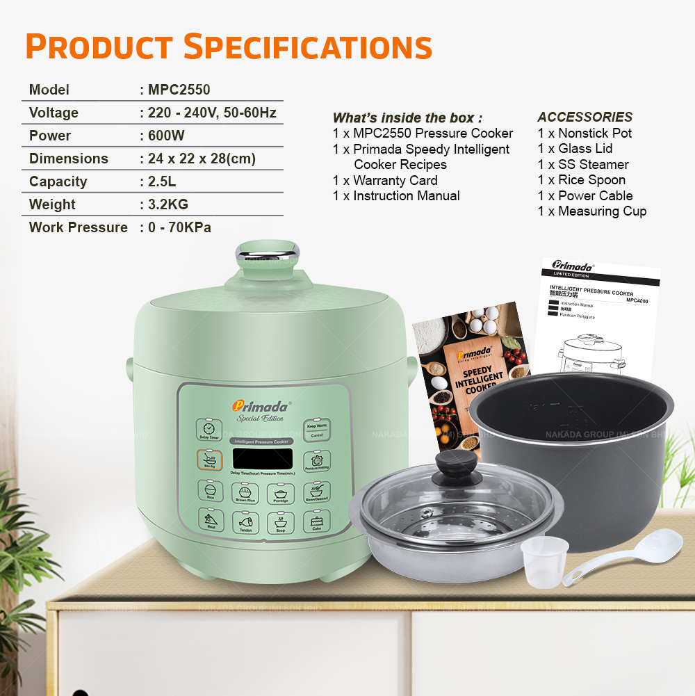 Primada Special Edition Intelligent Pressure Cooker Mpc2550 Shopee Malaysia