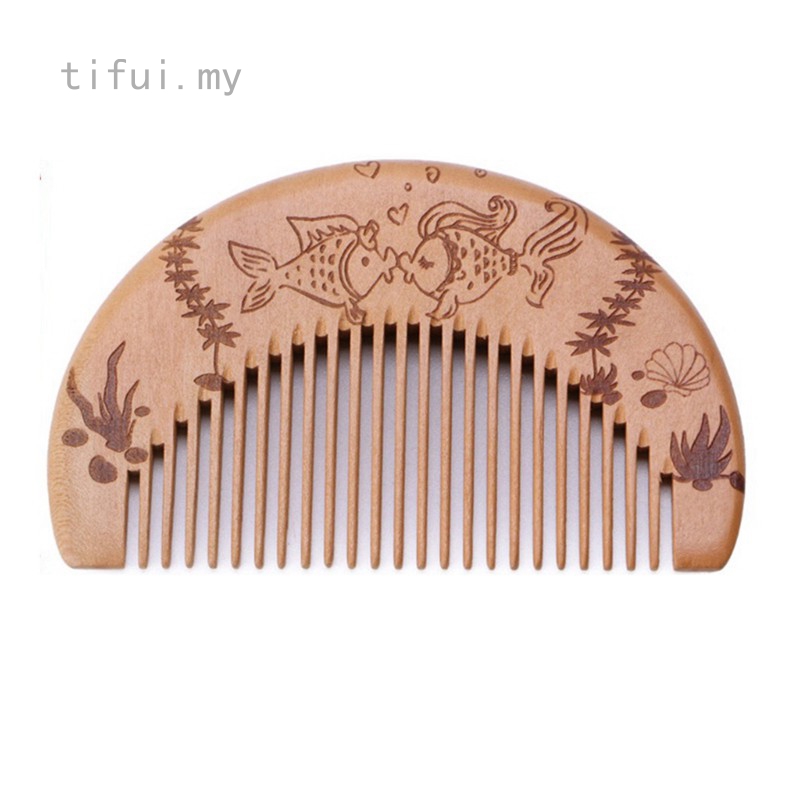 Tifui Natural Peach Wood Comb Fine Tooth Head Massage Anti Static