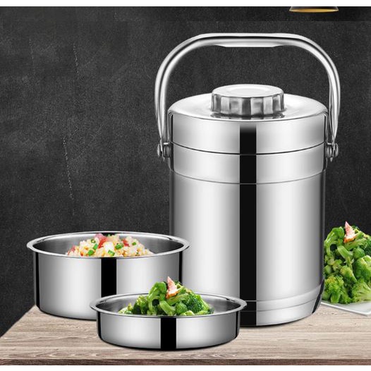 🎁KL STORE✨  Big Capacity 2L Stainless Steel 3 Layer Heat Preservation Lunch Bo