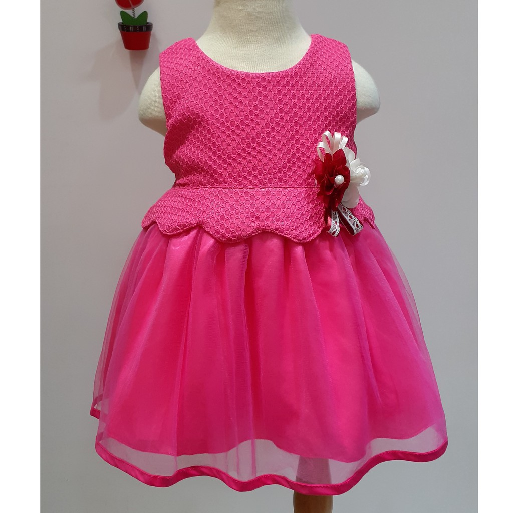 Little Cutie Gaun Budak Cotton Baby Girl Dress Hot Pink BGD340 ...