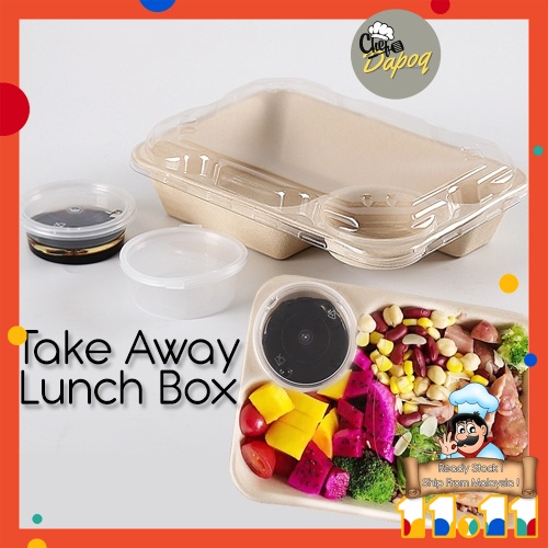 Dc Bekas Kotak Bungkus Tapau Makanan Kertas Penutup Disposable Lunch Bento Box 2 With Lid Soup Container