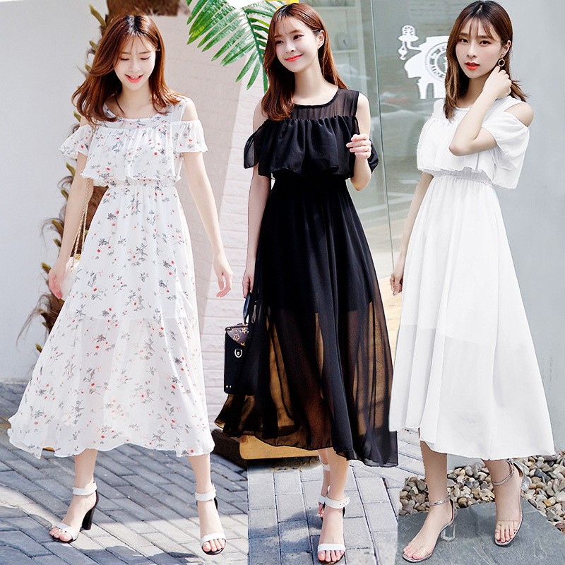  Korean  new holiday casual  dress  maxi dress  fresh sweet 