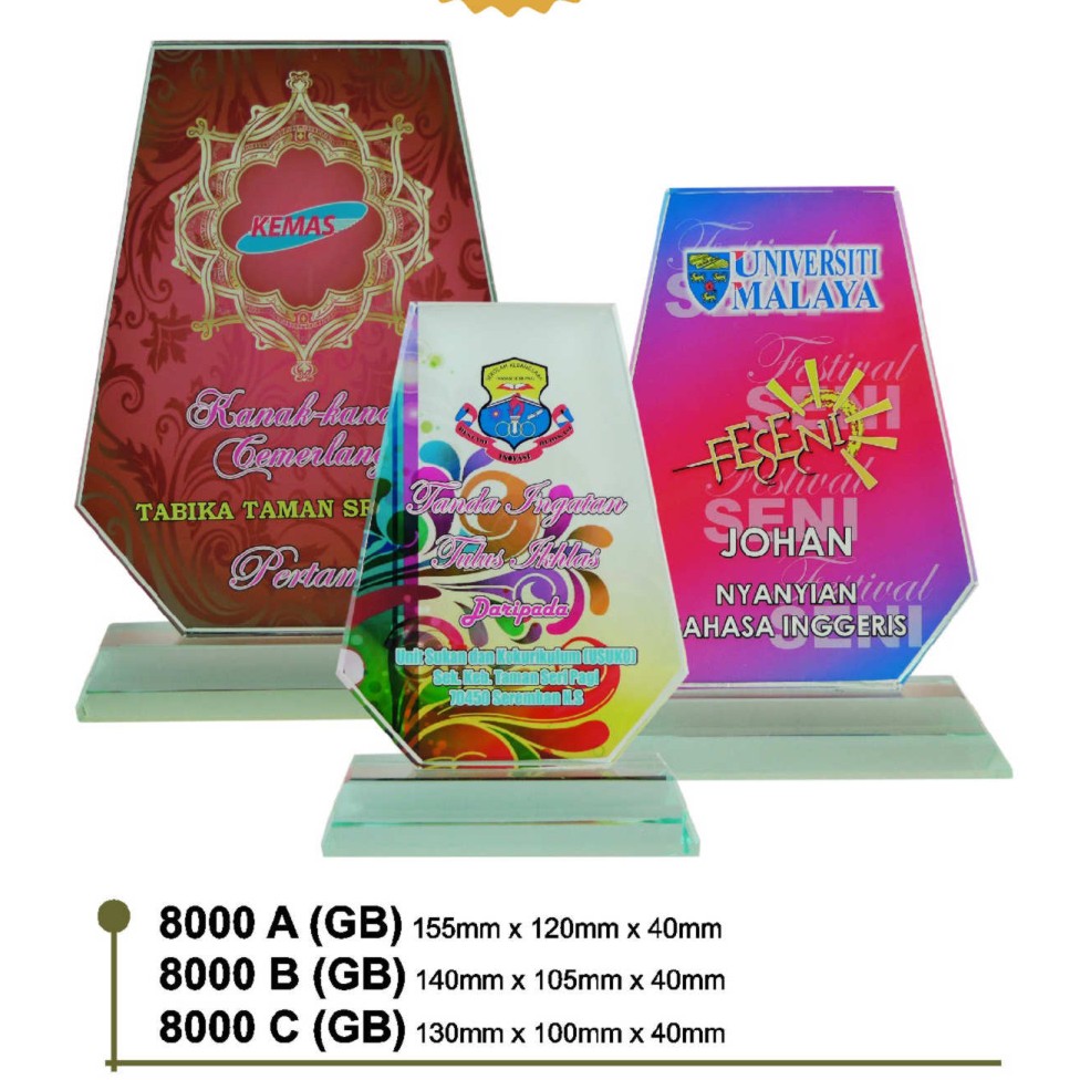 8000(GB) (Colour Printing), Crystal Plaques & Trophy, Best Quality, Crystal Trophy Souvenir, Gift