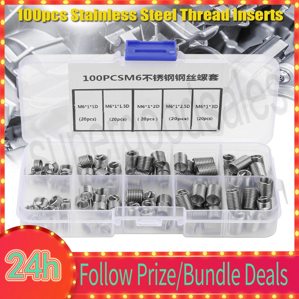 100pcs New M10*1.5 1.5D insert length 304 Stainless Steel Screw Thread insert