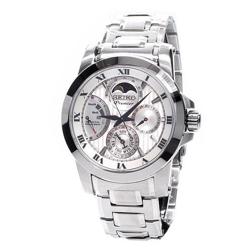 Seiko Premier Kinetic Direct Drive Moon Phase White Dial Stainless Steel  SRX011 | Shopee Malaysia