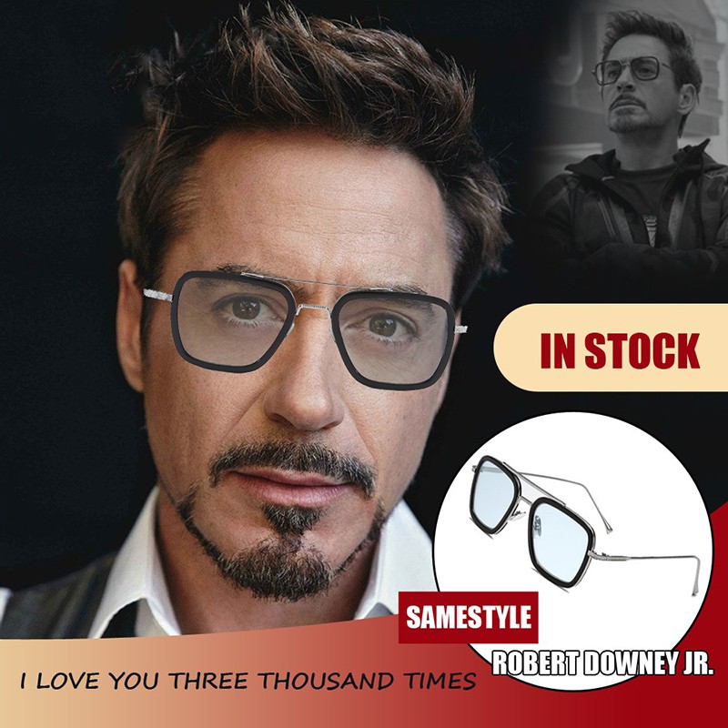 Sunglasses Iron Man Glasses Rectangle Vintage Eyewear Superhero Tony