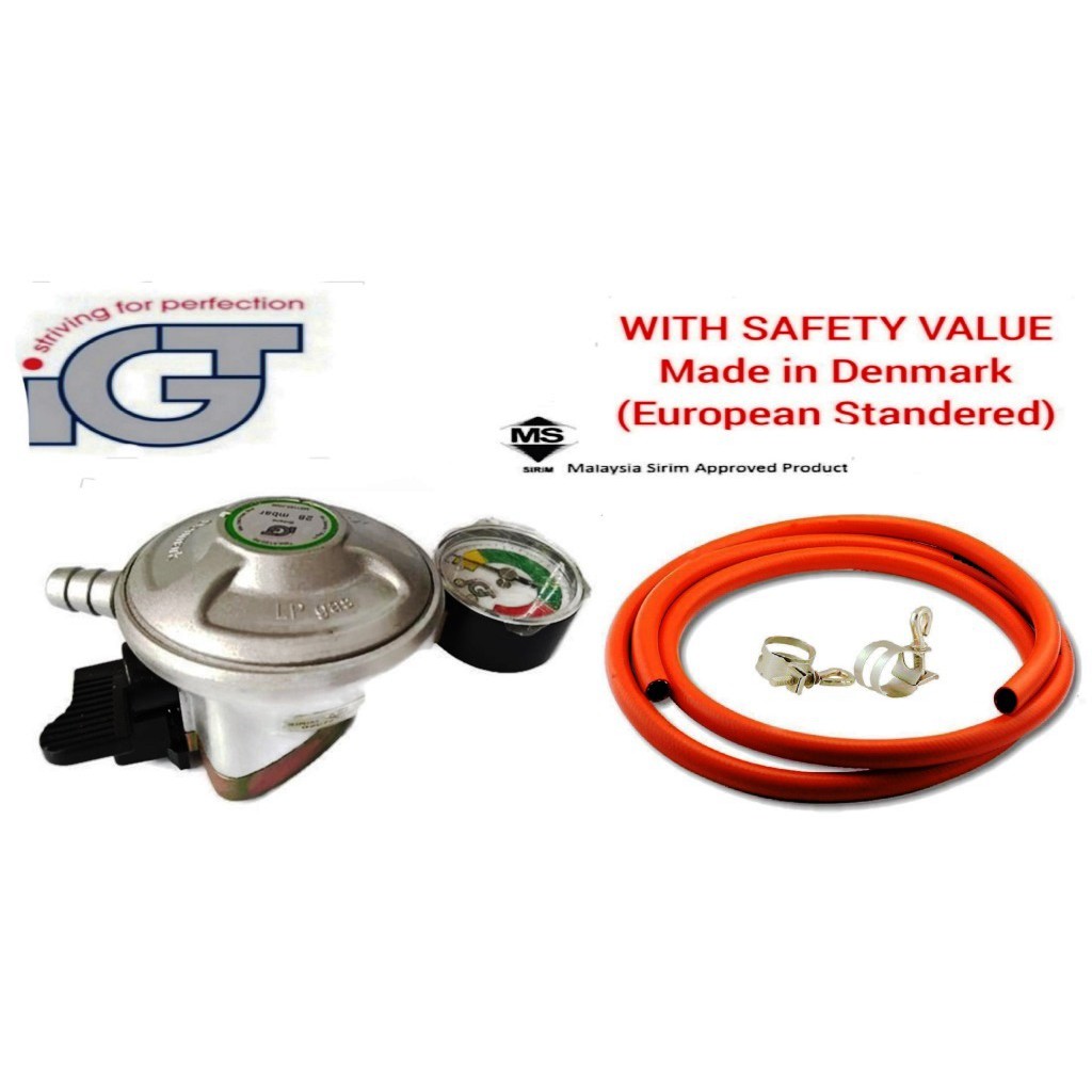 IGT Gas Regulator For LPG W/EFV With SAFETY VALUE & 1.5Hose(Made In