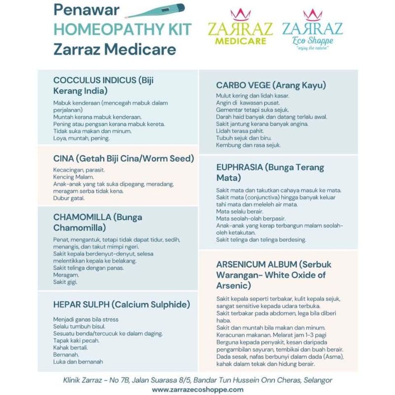 Buy Zarraz Medicare Kit Kecemasan Homeopati 30 Remedies Seetracker Malaysia