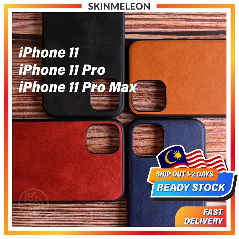 SKINMELEON Casing iPhone 11 / 11 Pro / 11 Pro Max Case Luxury PU Leather TPU Protective Cover Phone Cases