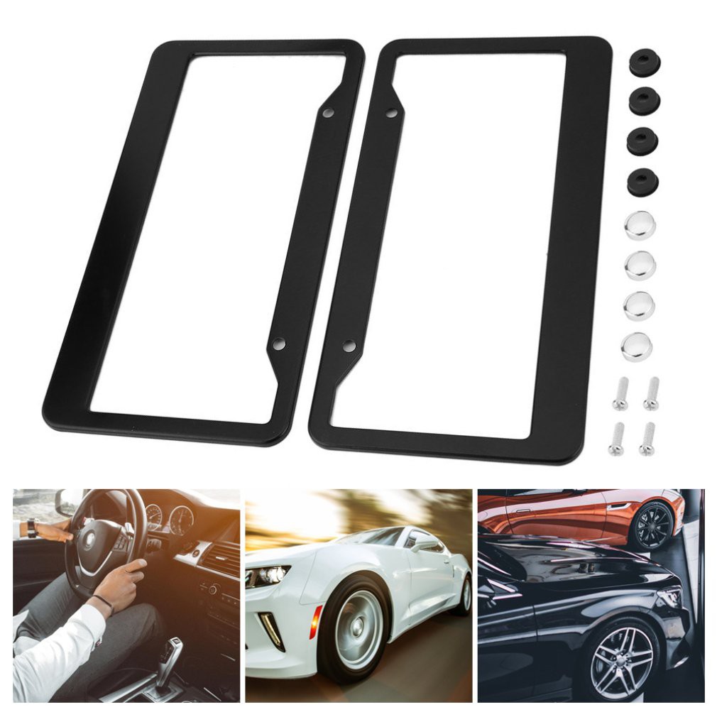 【sun】2pcs Aluminum Alloy Car License Plate Frame Tag Cover Holder With