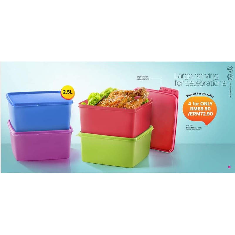 TUPPERWARE LARGE SERVING/SNACK N STACK/2.5 LITER