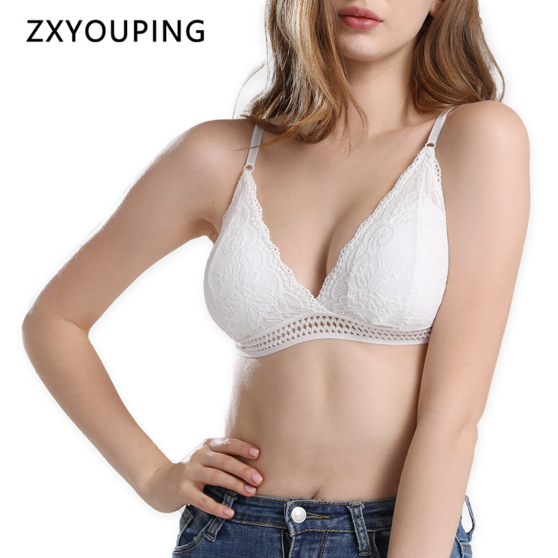 French Style Bra Women Push Up Deep V Triangle Cup Seamless Lace Girl ...