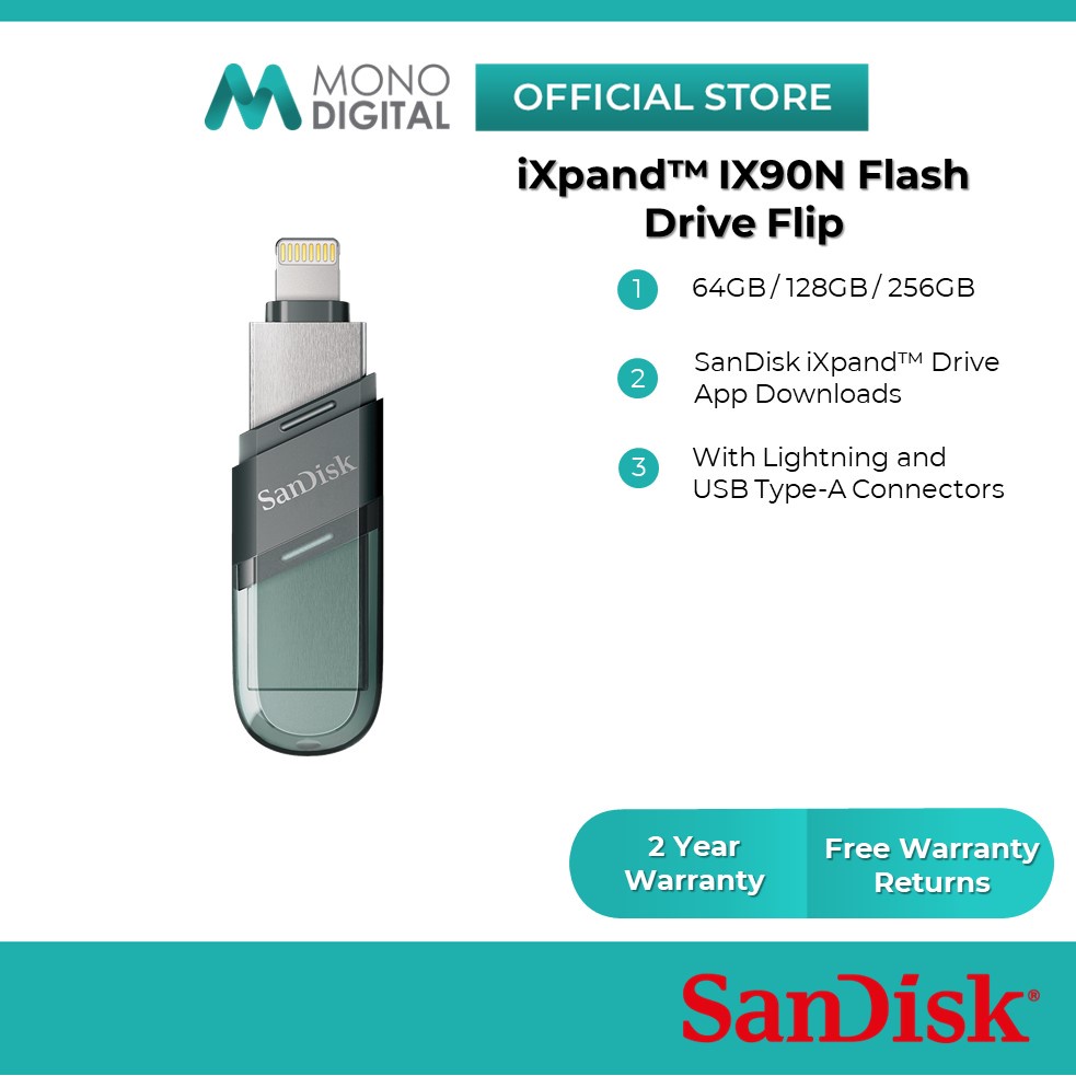 Sandisk Ixpand Flash Drive Flip / Ixpand Mini Dual Drive OTG USB for iPhone & iPad (256GB/128GB/64GB)