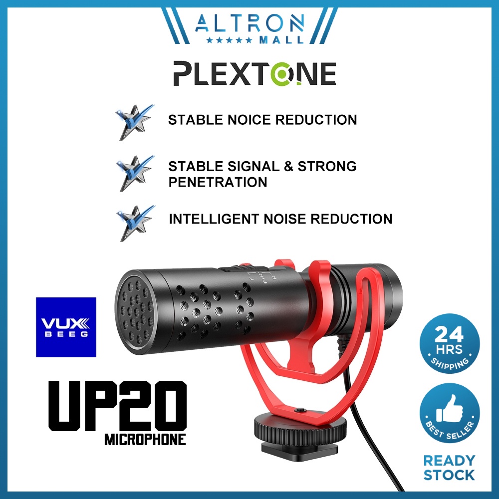 PLEXTONE VUX BEEG UP20 Universal Microphone Dual Head for ANDROID Laptop Camera DSLR Camcorder  Audio Recorder Live