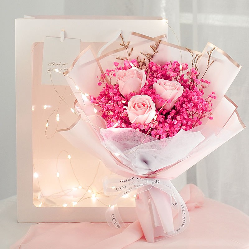 Buy Preserved 100 Real Baby Breath Soap Rose Bouquet Flower Gift Bag Led Valentine Birthday Mother S Day Bunga 永生满天星花 Seetracker Malaysia