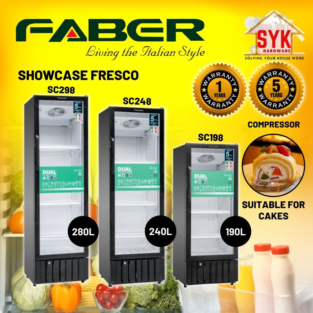SYK (FREE SHIPPING) FABER Showcase Fresco Chiller Fridge 1 Door SC198