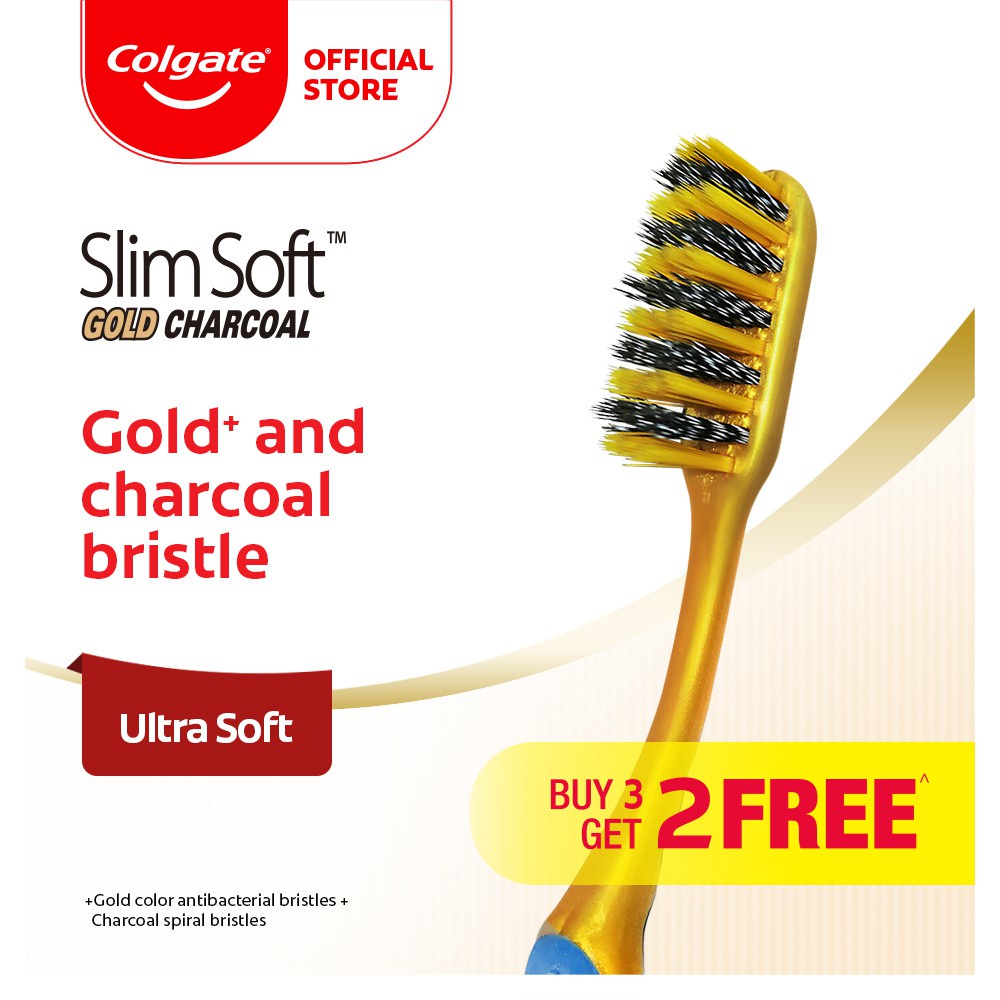 Colgate SlimSoft Charcoal Gold Toothbrush Valuepack 5s (Ultra Soft ...