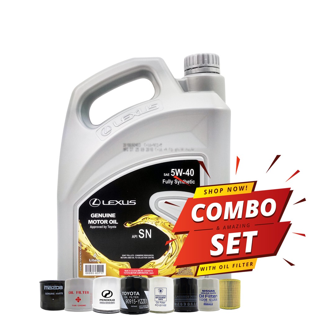 LEXUS 5W40 API SN Fully Synthetic Engine Oil 4L (Combo Set 