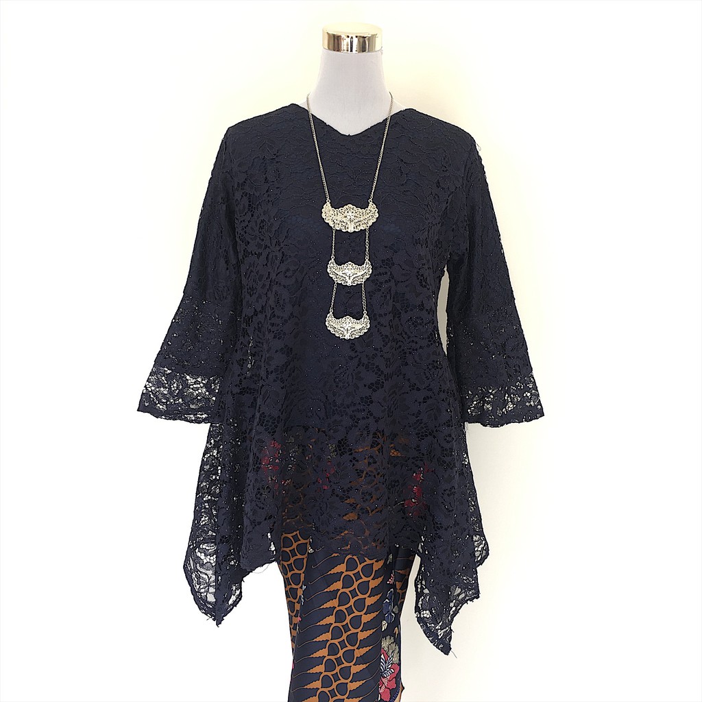  Kebaya Lace  Dark Blue E7 Kebaya  Modern Lace  Bianca Shopee Malaysia