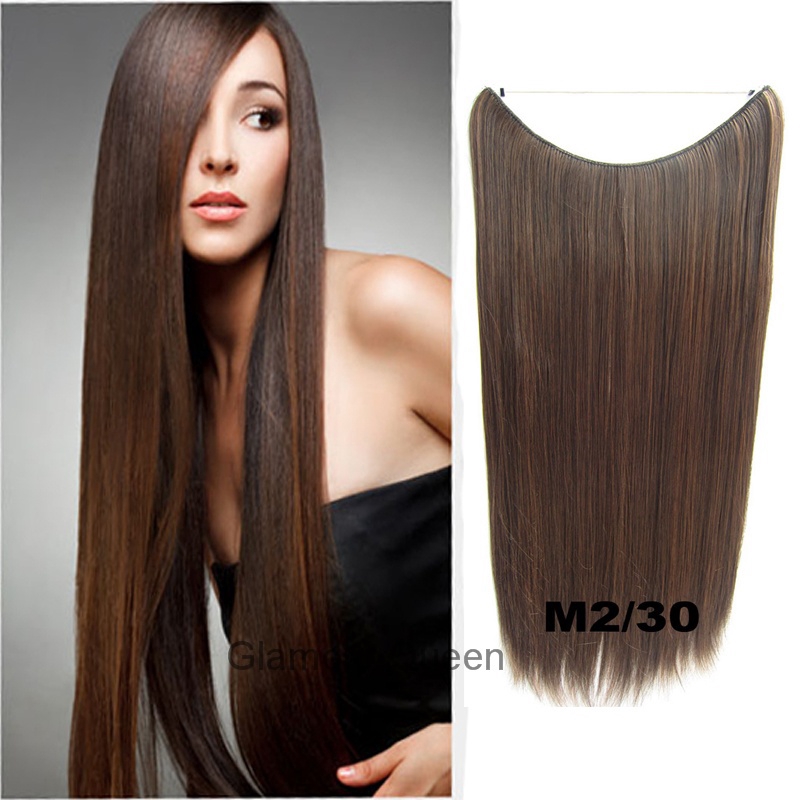 No Clip Hair Extensions Synthetic Weave Hairpieces Straight Secret