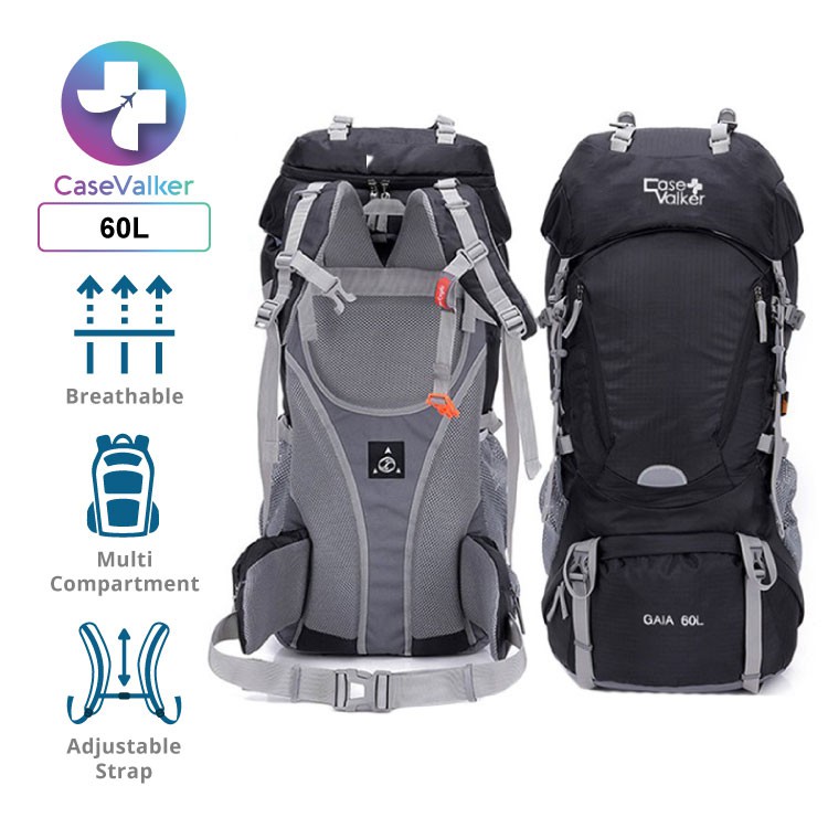 Case Valker GAIA Nylon Hiking Backpack (60L) with Rain Cover Shopee