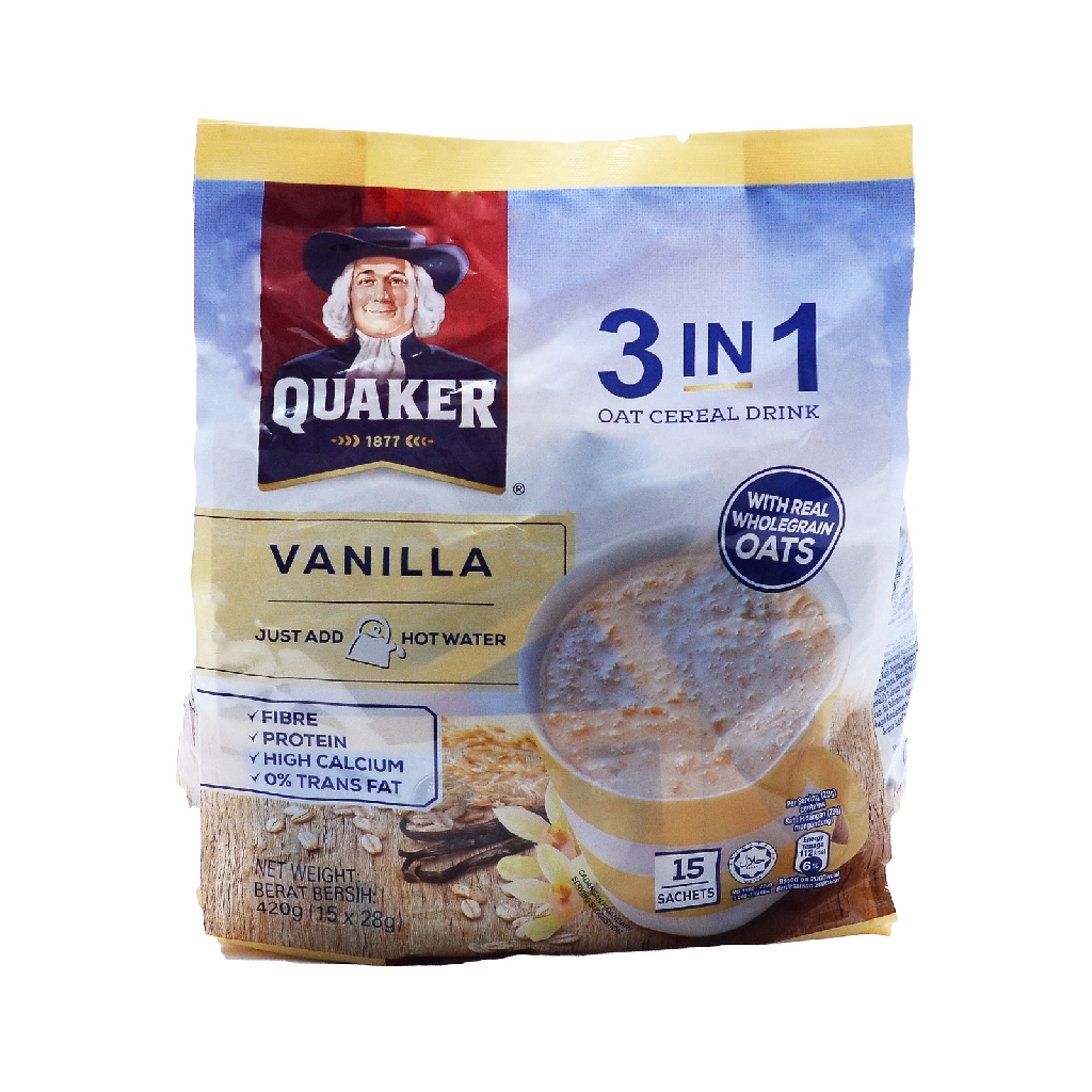 Quaker Oats 3 in 1 Vanilla 15 sachets (28g)MD1 Shopee Malaysia