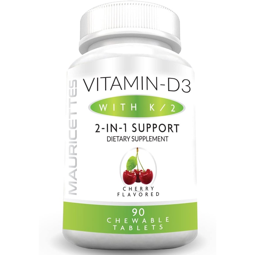 Vitamin D3 K2 Vitamin D 2000iu and K2 MK7 90 Tablets Cherry Flavored