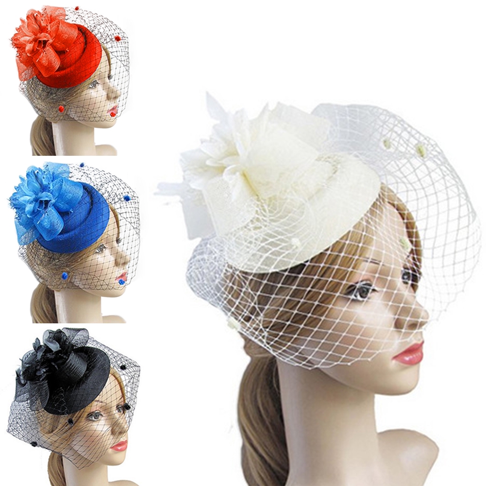 Women Feather Satin Net Hat Fascinator Headband Weddings Day Race Royal Ascot UK