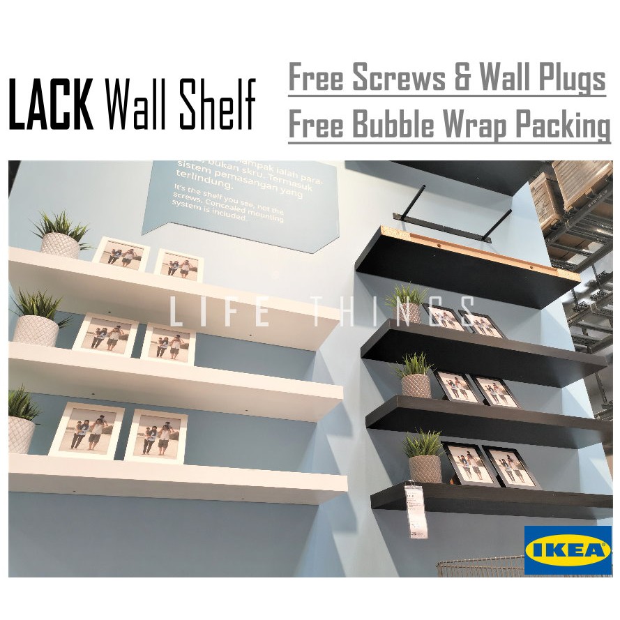 IKEA LACK Wall Shelf, Para di dinding, 110x26 cm (Free Screws and Wall