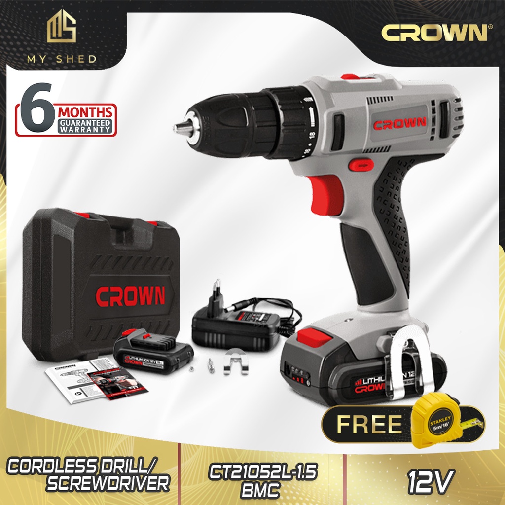 CROWN PROFESSIONAL CT21052LH1.5 BMC CORDLESS DRILL/SCREWDRIVER 12v
