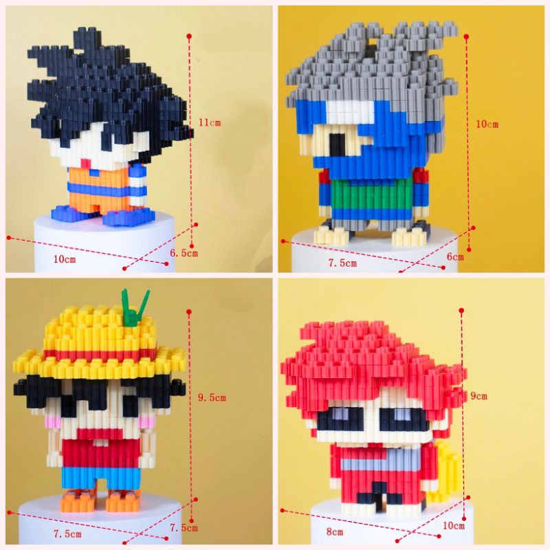 One piece naruto dragon ball luffy gaara goku kakashi hatake 3d design Lego figure cartoons