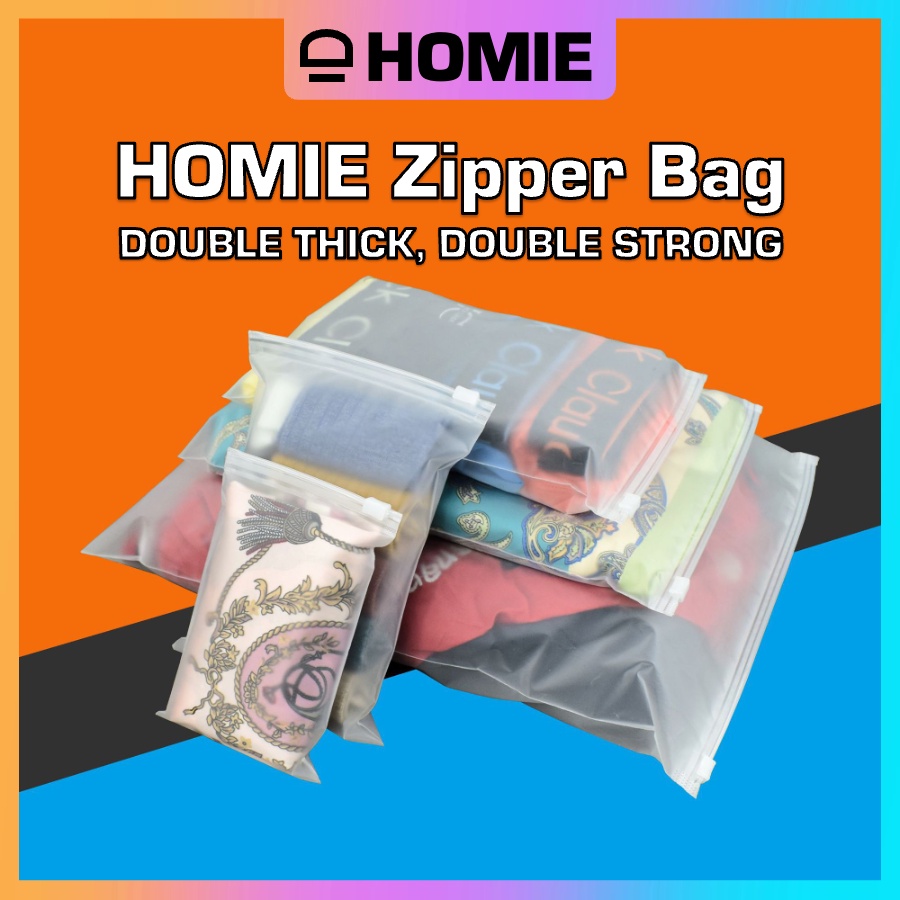 HOMIE Double Matte Zip Lock Bag Plastic Zip Bag Zipper Bag Packaging Bag Travel Clothes