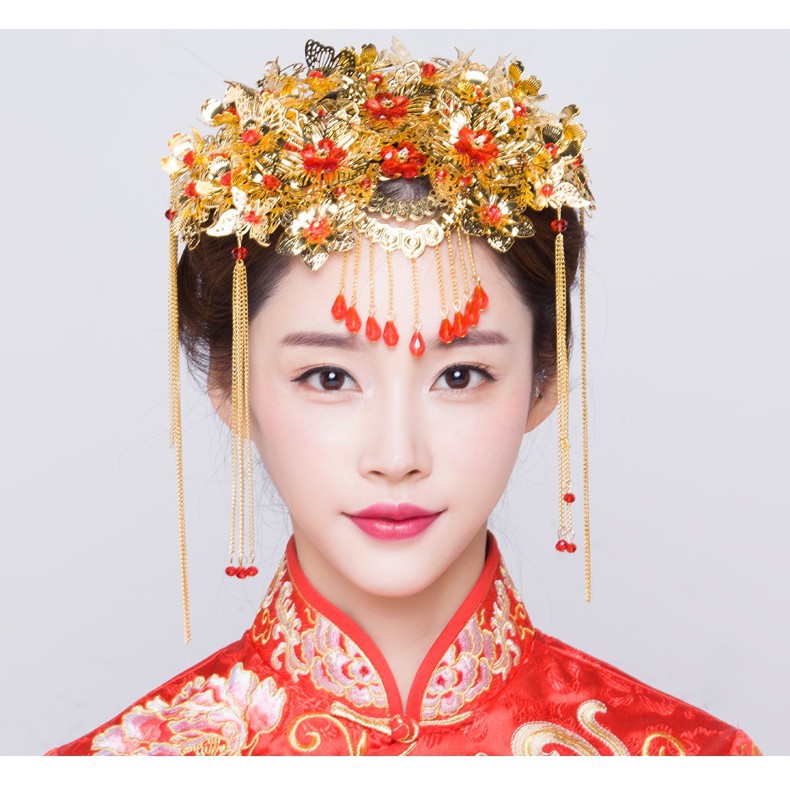 Chinese Traditional Wedding  Qun Kwa Bridal  Hairdo Hair  