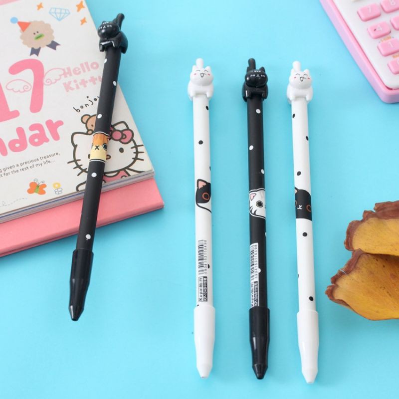 Cute Animal Cat Cartoon Black Pen / Pen Hitam Kartun Kucing Haiwan 