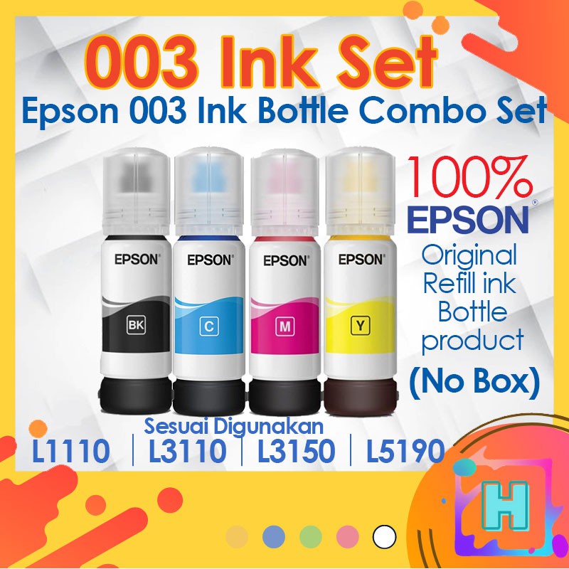 Epson Genuine Original 003 Combo Pack Refill Ink Bottle USEL1110 ｜L3110 ...