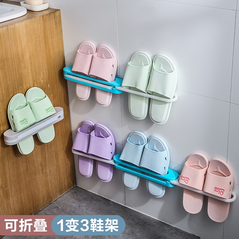 Foldable Slippers Rack Home Bathroom Toilet Door Behind The Wall Sticky Wall Shoe Rack Seamless Track Shoe Rack Hanging Shopee Malaysia