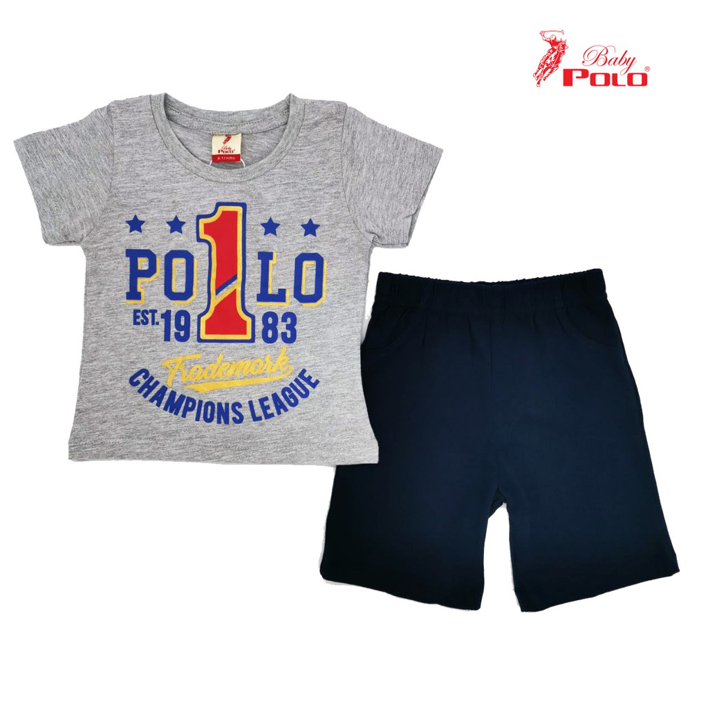 Baby Polo Boy Short Sleeve and Short Pants Suit 202027 - Grey | Shopee ...