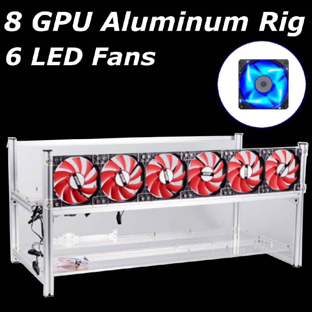 8 6 Gpu Mining Rig Aluminum Case Stackable Open Air Frame Computer Components Parts Computer Cases