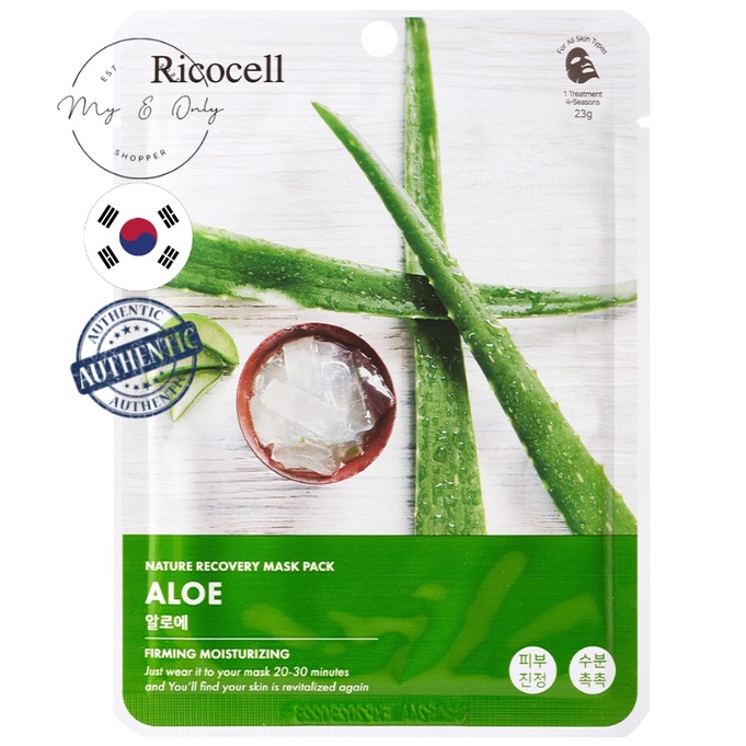 [READY STOCK MALAYSIA] RICOCELL MASK SHEET ALOE FACIAL MASK PACK