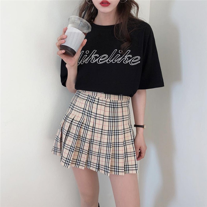 Korean Ulzzang Burberry Style women Plaid school A-line pleated skirts Dress  | Shopee Malaysia