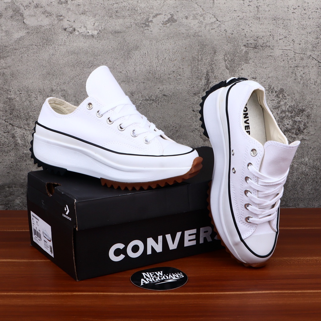 Converse Run Star Hike Lugged Shoes Full White White Gum Canvas Wedges Ox Low - Runstar High Heels Wedges