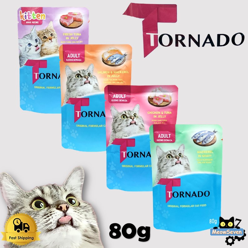 Tornado Cat Food Pouch 80g Tuna In Jelly Kitten Mackerel In Gravy Chicken Tuna Jelly Salmon Mackerel Jelly Kucing Shopee Malaysia