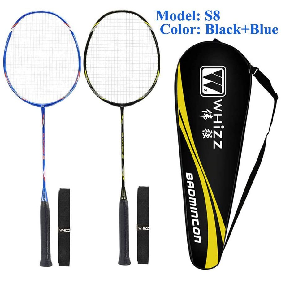 S520 Black+Red 2 Grip Tapes Included Badminton Bag WHIZZ 2 PCS Full Graphite Frame and Shaft Badminton Racket Set 