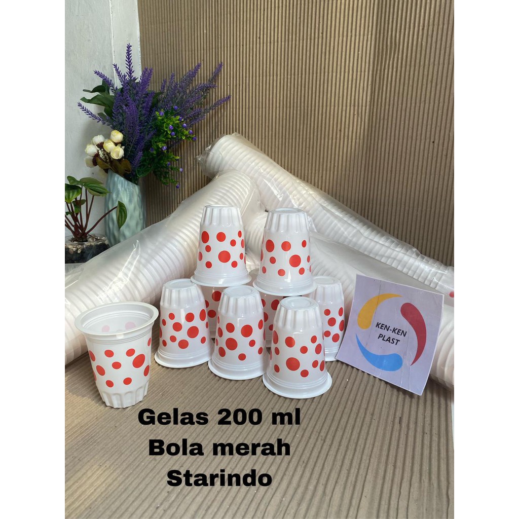 Polka Dot Plastic Cups/PODENG Ice Cups/DURIAN Ice Cups/STARINDO Small Plastic Cups 50pcs