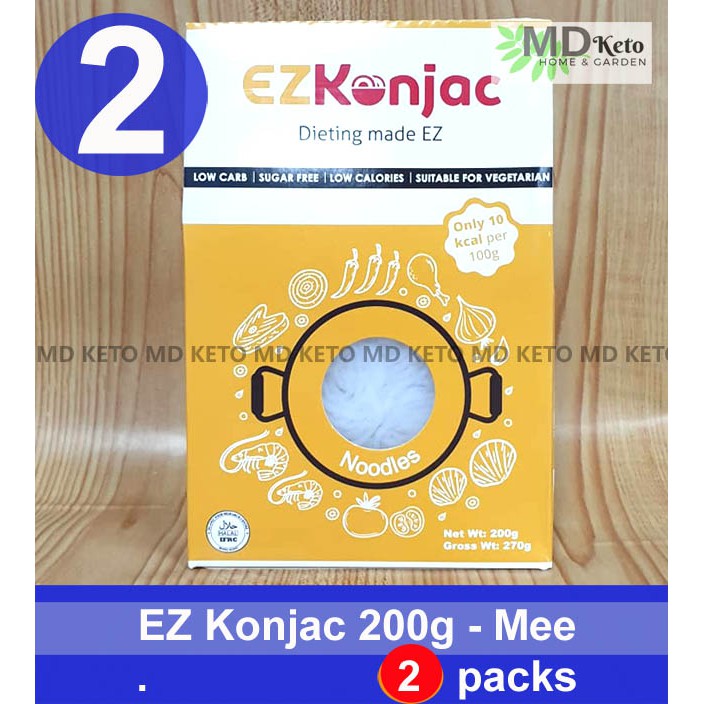 MD Keto 2 Packs 200g Shirataki Konjac ( Noodle ) mee zero carb low carb diet zero calories ...