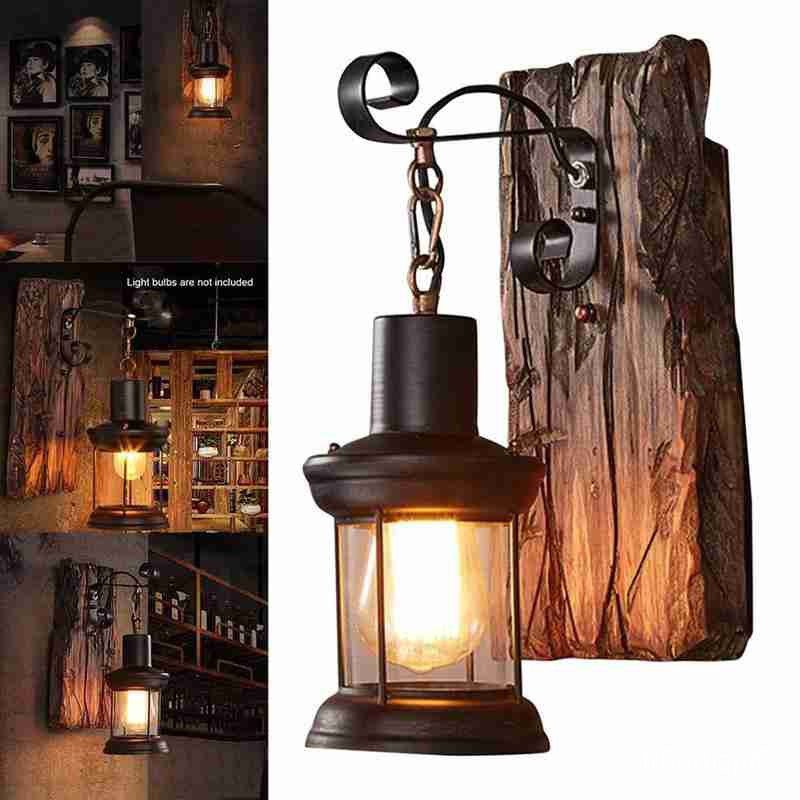 Vintage Industrial Retro Wood Cafe Bar Wall Lamp Fixture Wall Loft Light 7539 