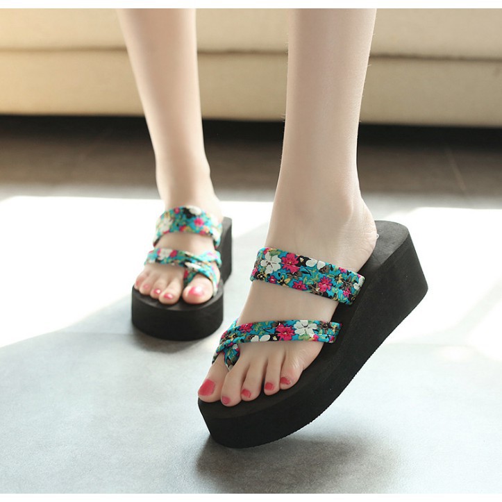 Kasut Tinggi 6.2CM Slippers Sandals Flora Flower Ymist Shoes