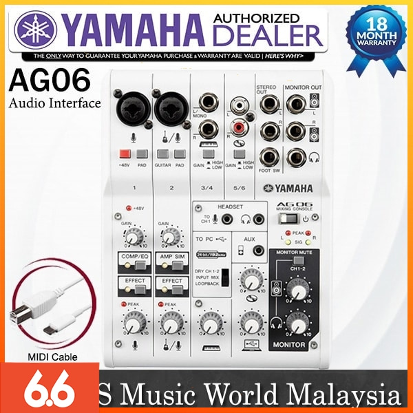 Yamaha Ag06 6 Channel Mixer And Usb Audio Interface Mac Pc Ipad With Built In Dsp Ag 06 Shopee Malaysia