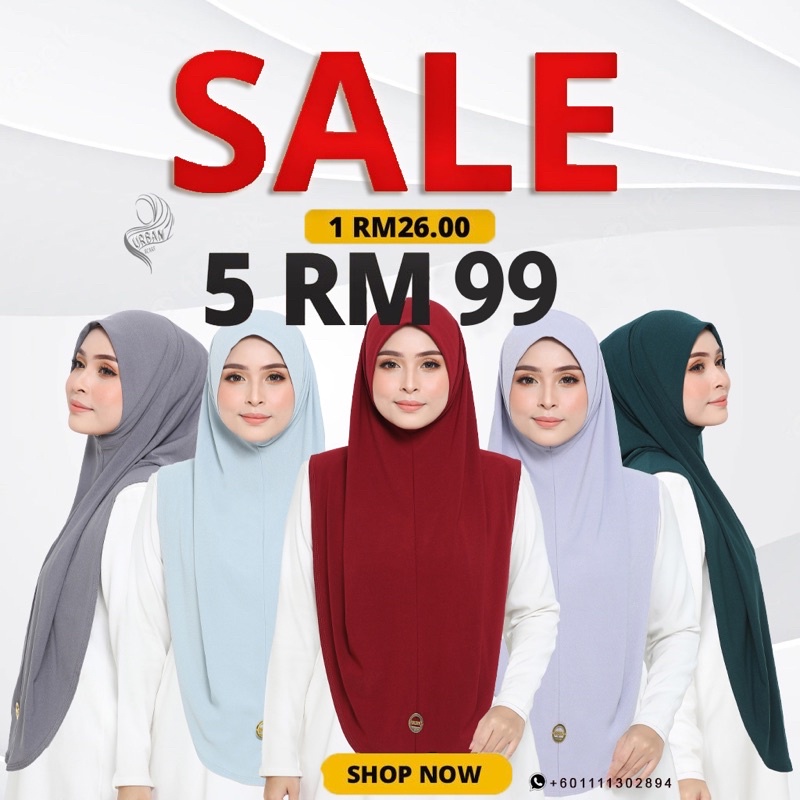 DEENA PLAIN EASY TUDUNG Labuh SARUNG PLAIN [Tudung Umrah] Orignal URBAN SCARF)